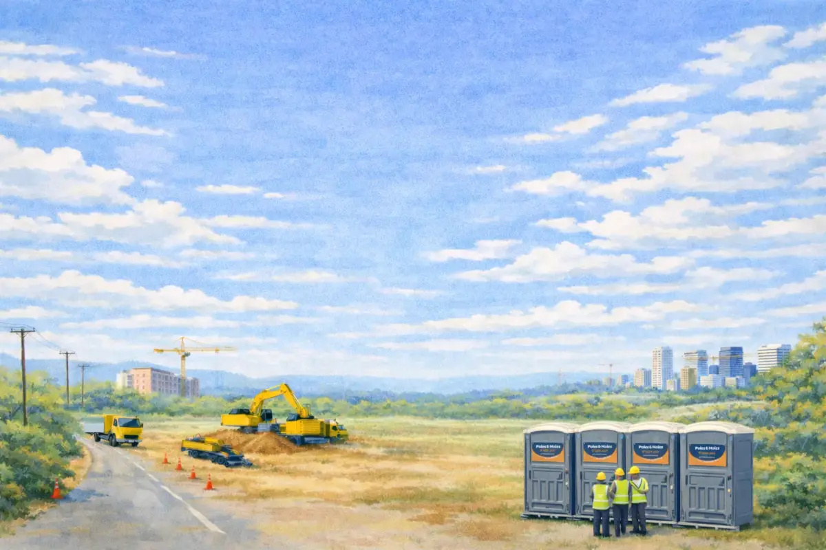 Construction site with Poles and Holes equipment