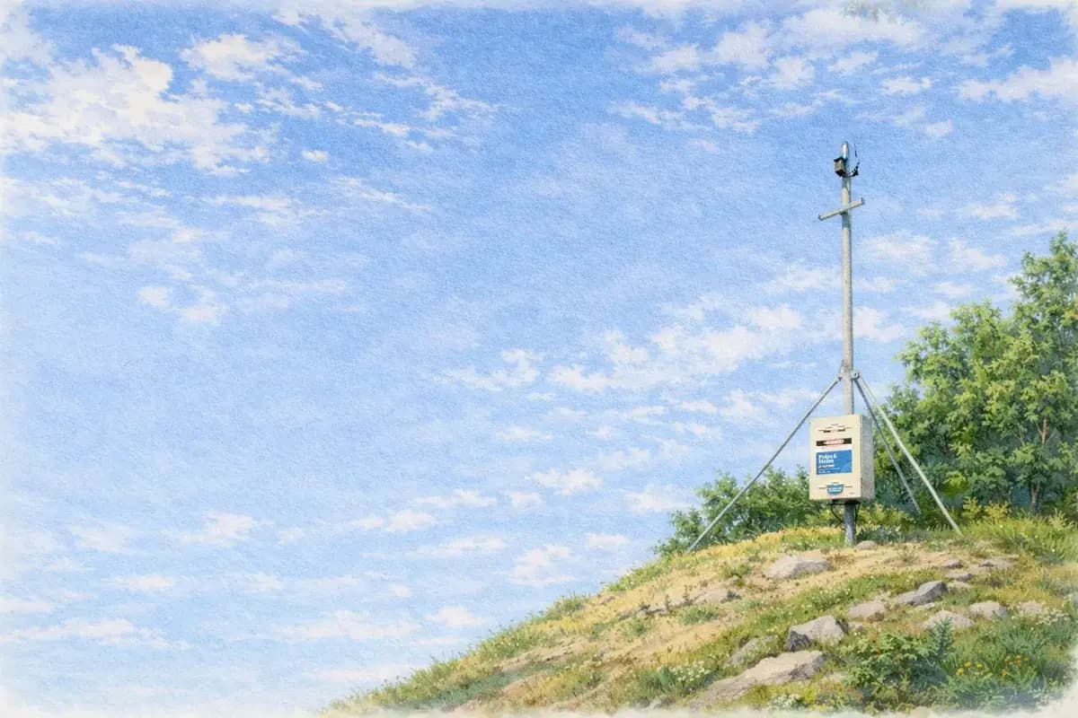 Temporary power pole on a construction site