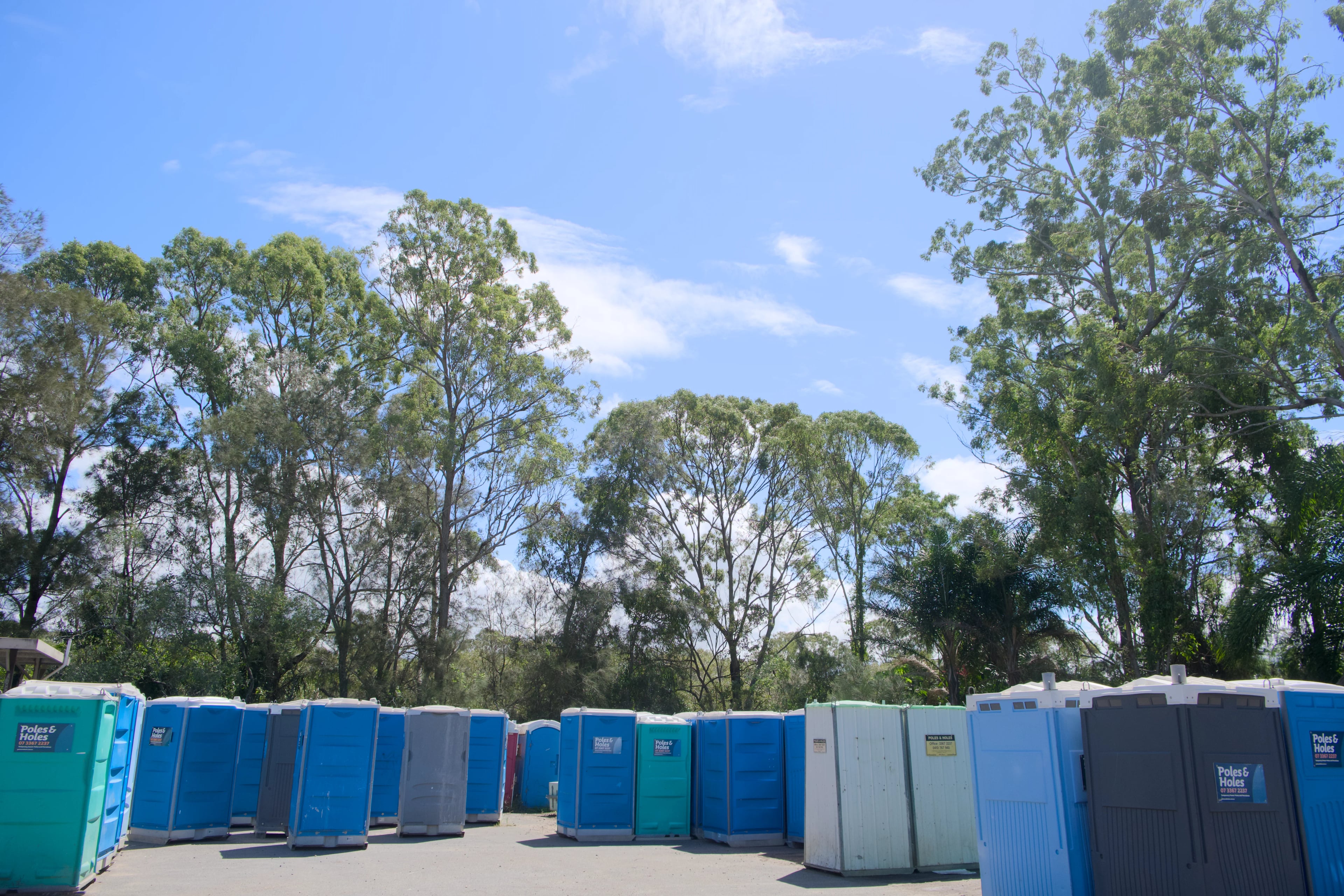 Event portaloos on the grass at a South East Queensland event